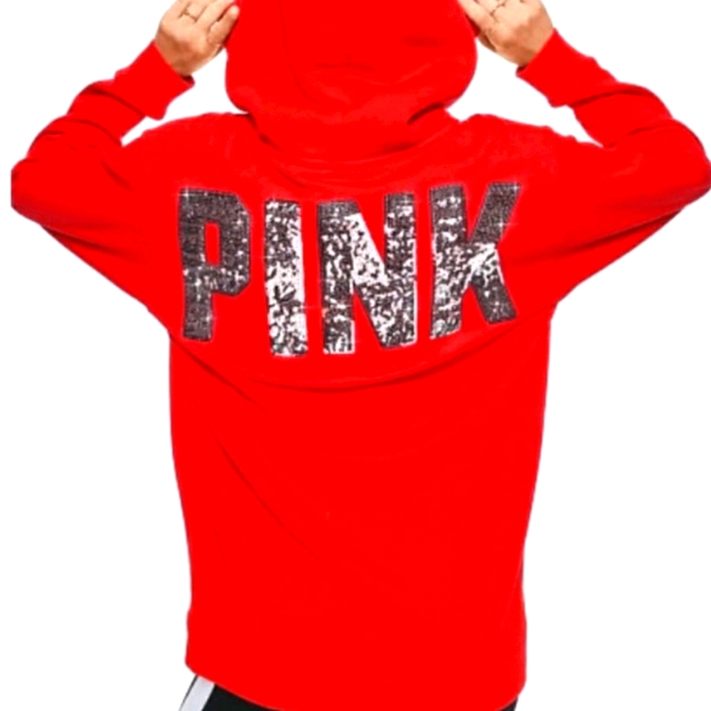 Victoria secret red bling campus hoodie